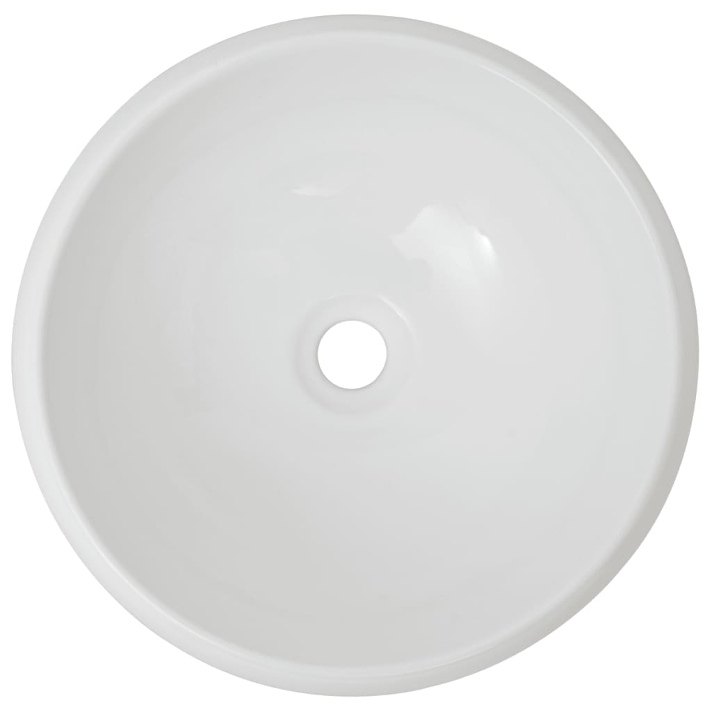 Bad-Waschbecken mit Mischbatterie Keramik Rund Weiß