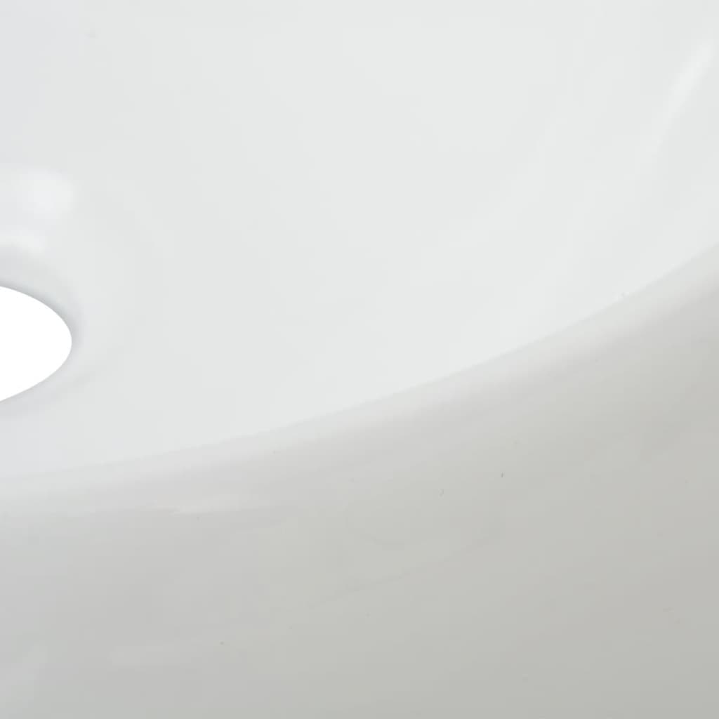 Bad-Waschbecken mit Mischbatterie Keramik Rund Weiß