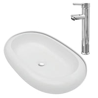 Thumbnail for Bad-Waschbecken mit Mischbatterie Keramik Oval Weiß
