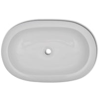 Thumbnail for Bad-Waschbecken mit Mischbatterie Keramik Oval Weiß