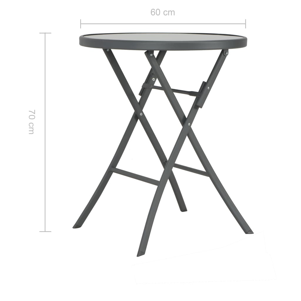 Klappbarer Bistrotisch Grau 60 x 70 cm Glas und Stahl