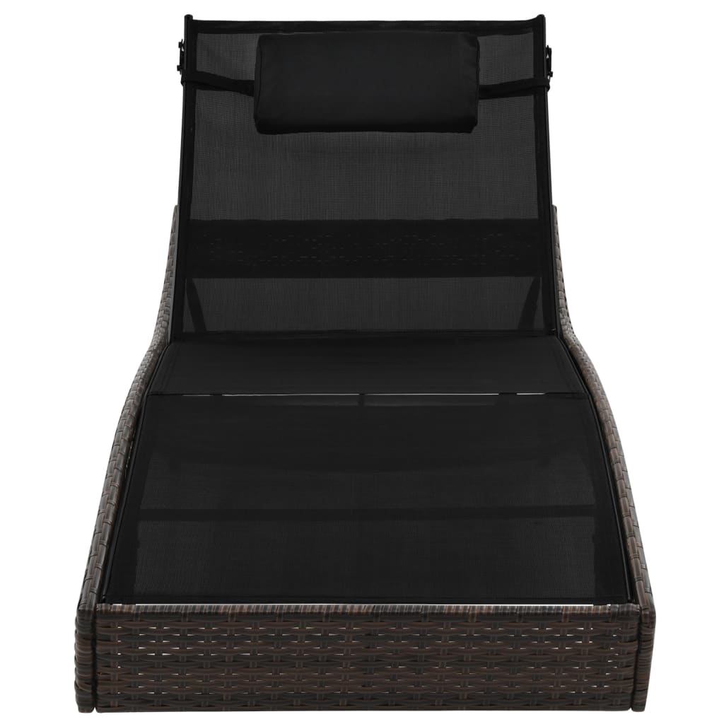 Sonnenliege mit Auflage Poly Rattan Braun