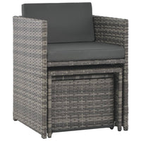 Thumbnail for 7-tlg. Garten-Essgruppe mit Kissen Poly Rattan Grau