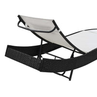Thumbnail for Sonnenliegen 2 Stk. mit Tisch Poly Rattan und Textilene Schwarz