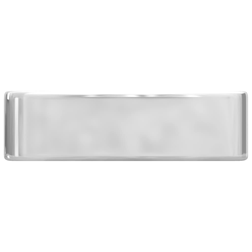 Waschbecken mit Wasserhahnloch 48x37x13,5cm Keramik Silbern