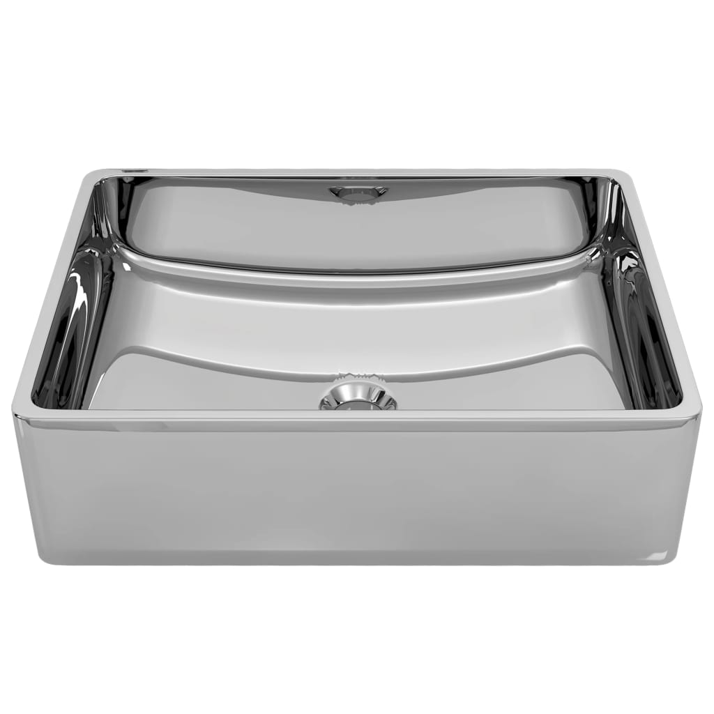 Waschbecken 41 x 30 x 12 cm Keramik Silbern
