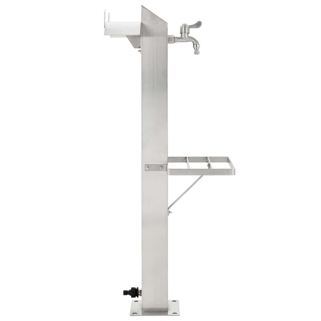 Garten-Wassersäule Edelstahl Quadratisch 95 cm