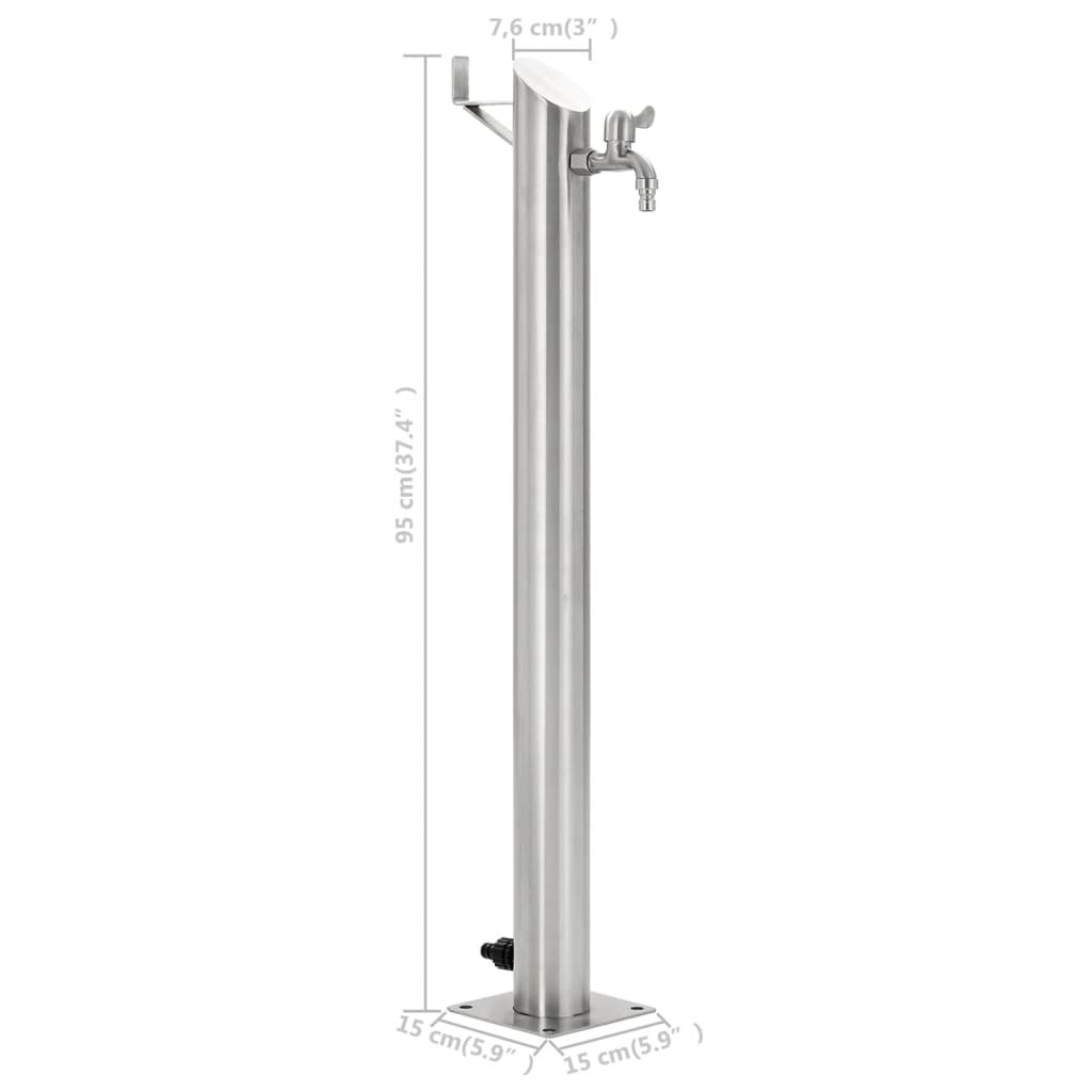 Garten-Wassersäule Edelstahl Rund 95 cm