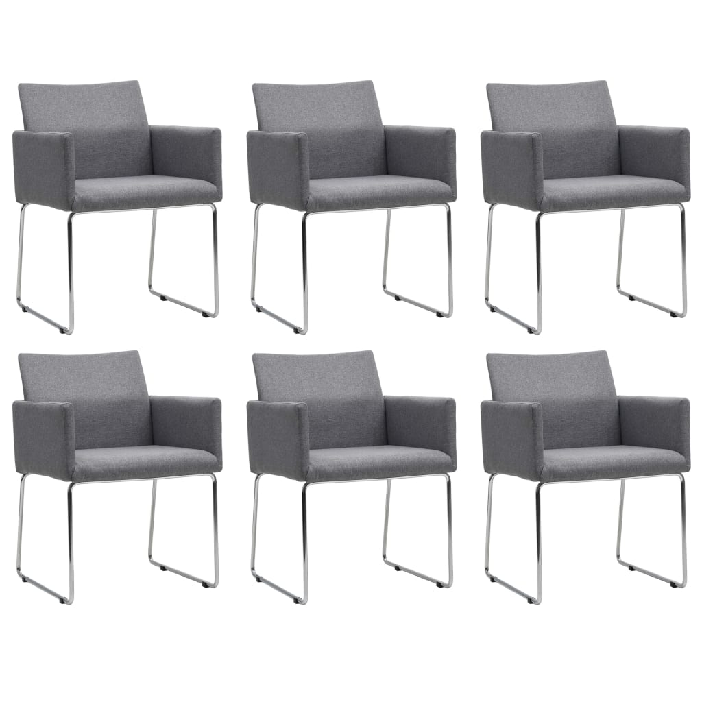 Esszimmerstühle 6 Stk. Hellgrau Stoff