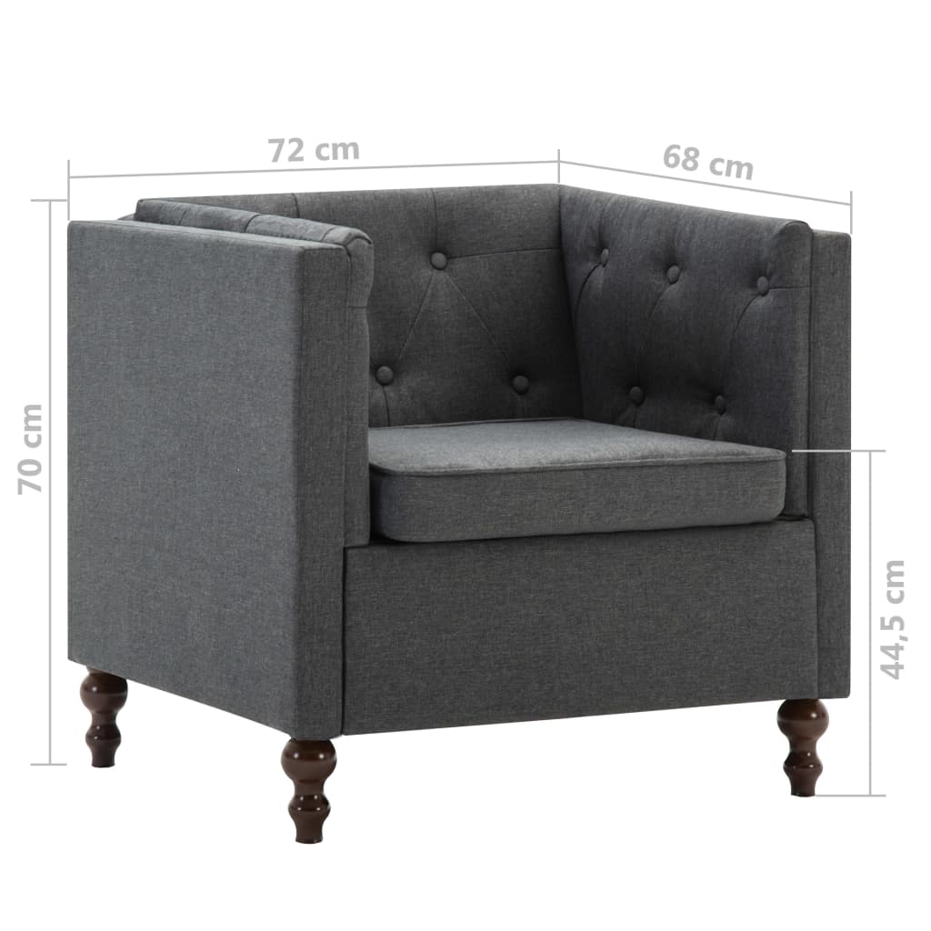Chesterfield Sofa-Set 2-tlg. Stoffpolsterung Dunkelgrau