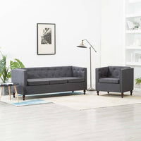 Thumbnail for Chesterfield Sofa-Set 2-tlg. Stoffpolsterung Dunkelgrau