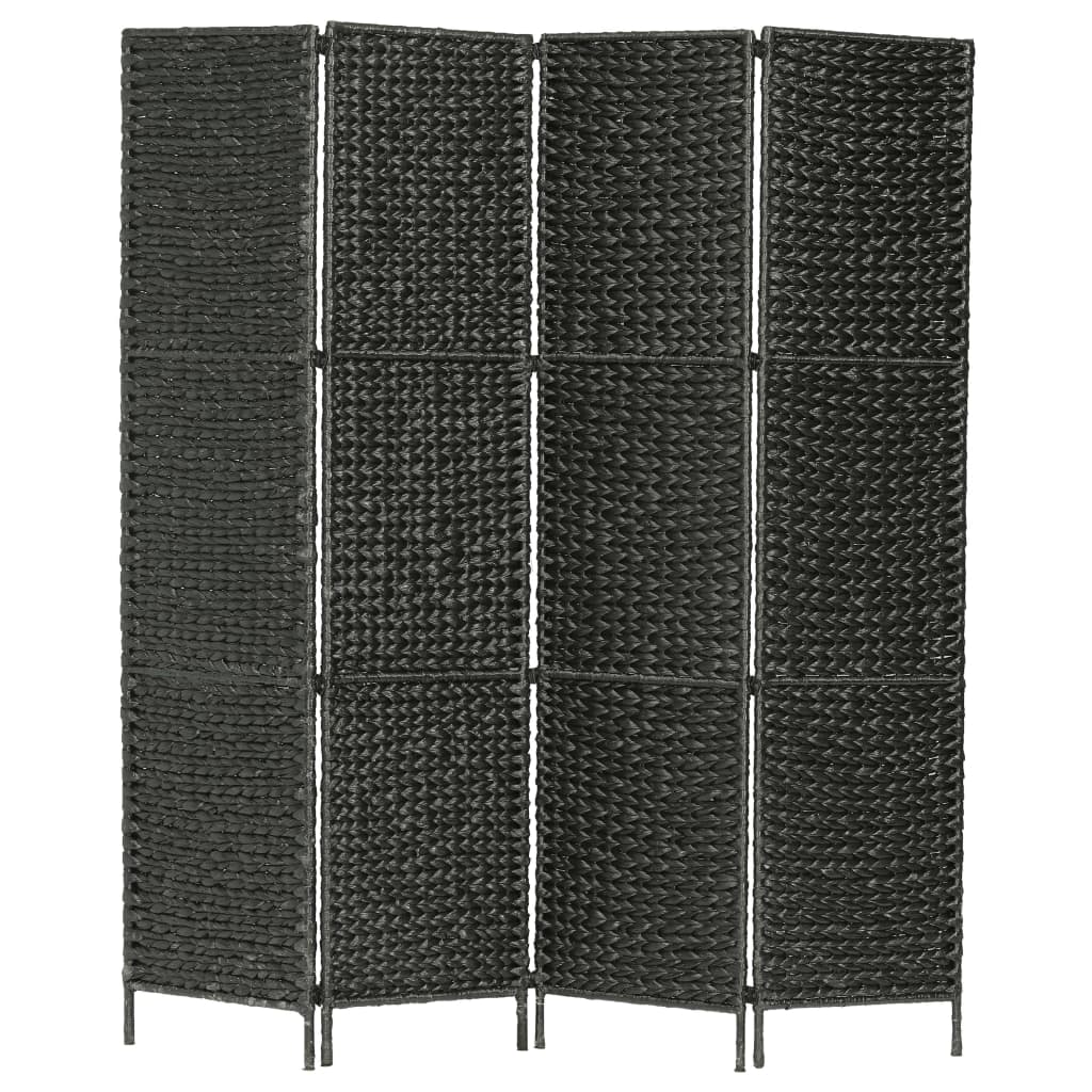 4-teiliger Paravent Schwarz 154×160 cm Wasserhyazinthe