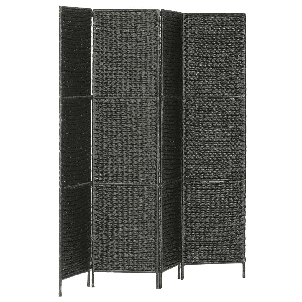 4-teiliger Paravent Schwarz 154×160 cm Wasserhyazinthe