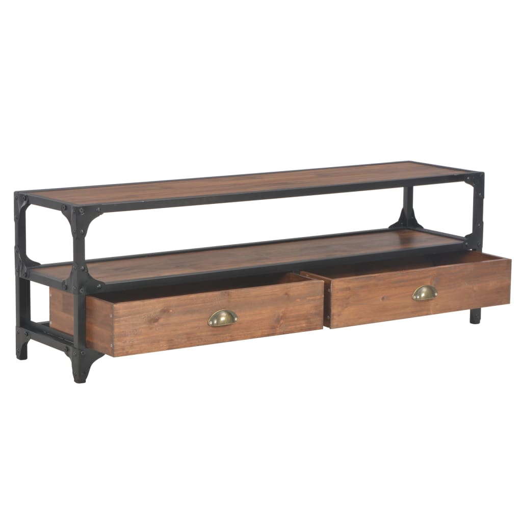 TV-Schrank mit 2 Schubladen 120 x 30 x 40 cm Massivholz Kiefer