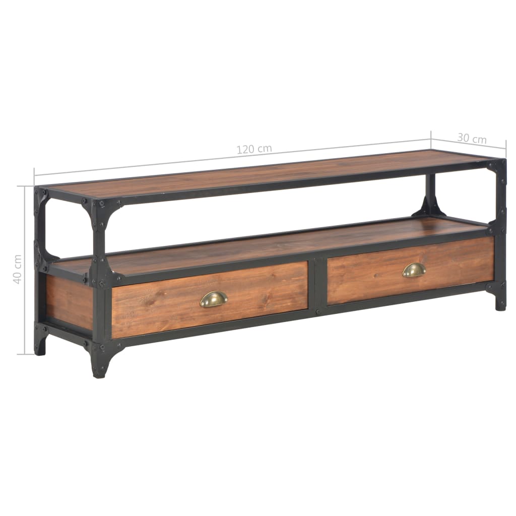 TV-Schrank mit 2 Schubladen 120 x 30 x 40 cm Massivholz Kiefer