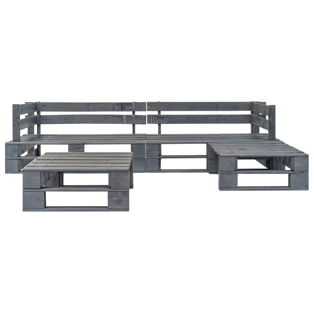 4-tlg. Garten-Lounge-Set Paletten Rote Auflagen Holz