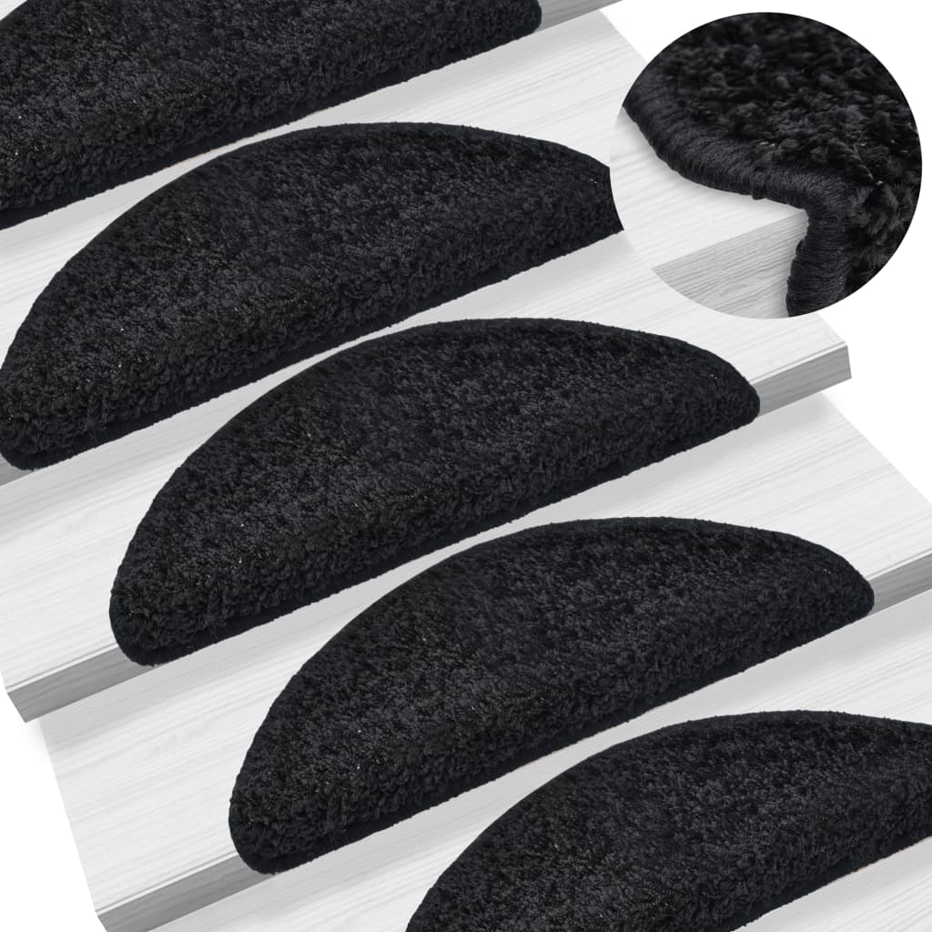 15 Stk. Treppenmatten Schwarz 65 x 25 cm
