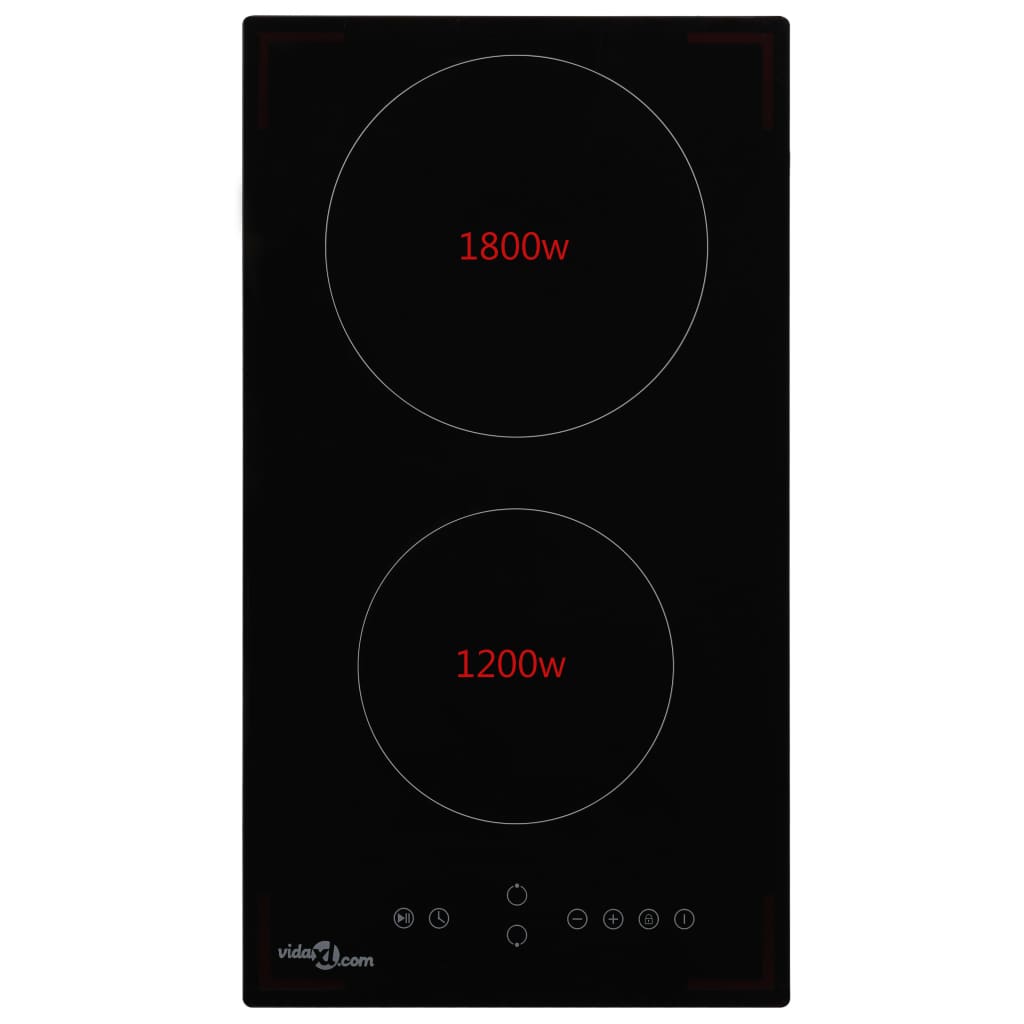 Glaskeramik-Kochfeld mit 2 Platten Touch-Bedienfeld 3000 W