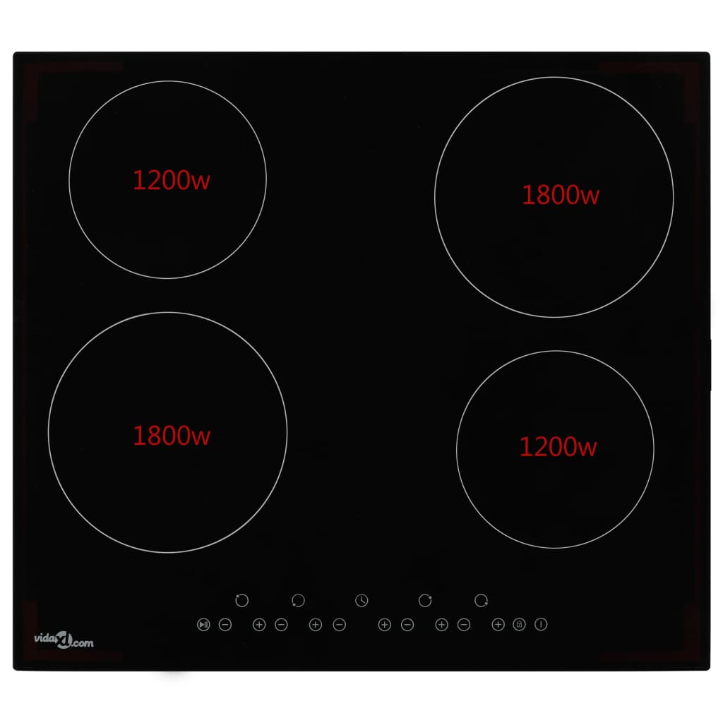 Glaskeramik-Kochfeld mit 4 Platten Touch-Bedienfeld 6000 W