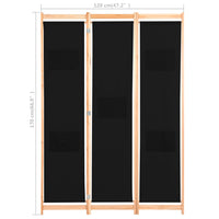 Thumbnail for 3-teiliger Raumteiler Schwarz 120 x 170 x 4 cm Stoff