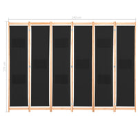 Thumbnail for 6-teiliger Raumteiler Schwarz 240 x 170 x 4 cm Stoff