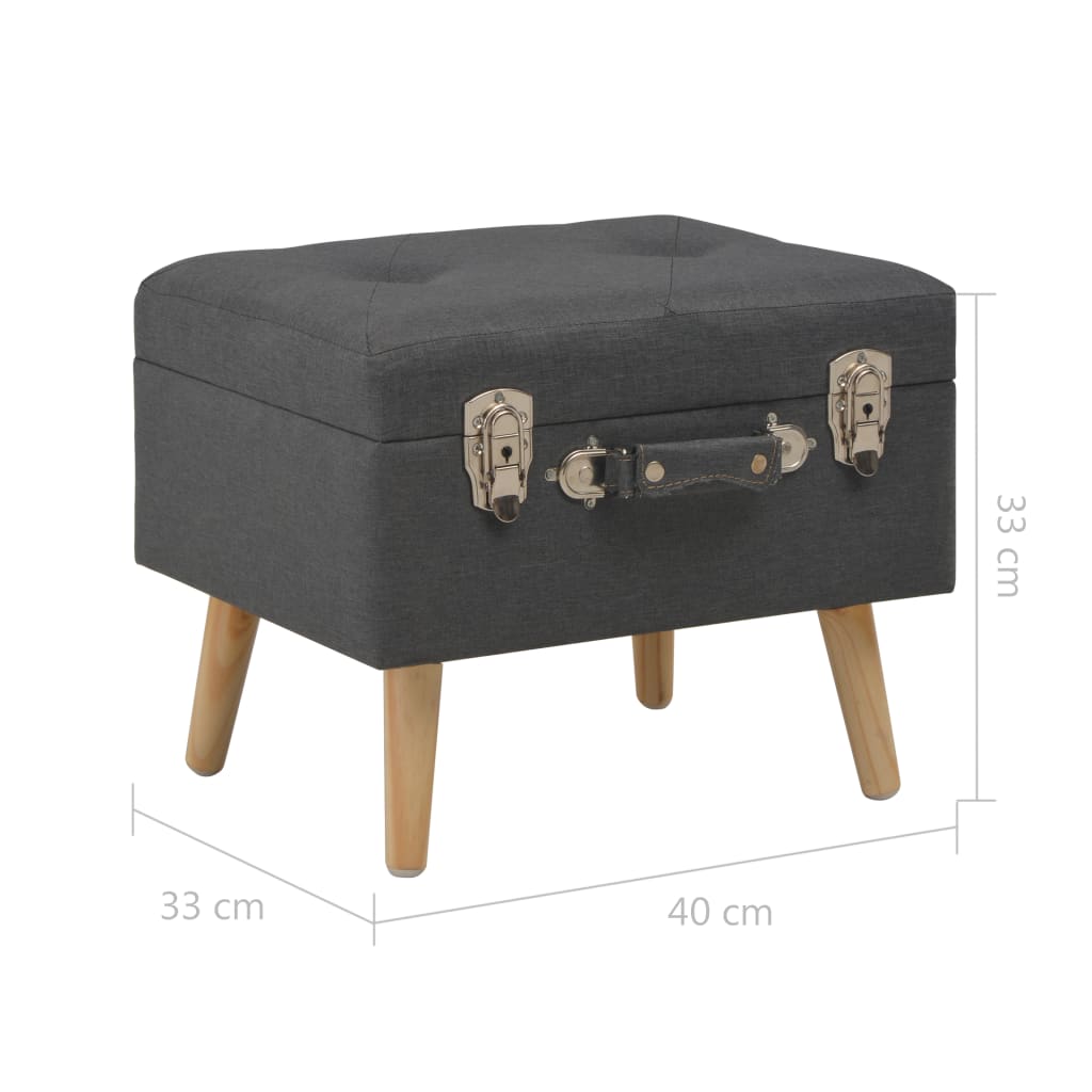 Hocker mit Stauraum 40 cm Dunkelgrau Stoff