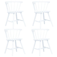 Thumbnail for Esszimmerstühle 4 Stk. Weiß Gummiholz Massiv