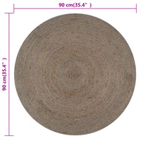 Thumbnail for Teppich Handgefertigt Jute Rund 90 cm Grau