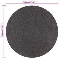 Thumbnail for Teppich Handgefertigt Jute Rund 90 cm Dunkelgrau