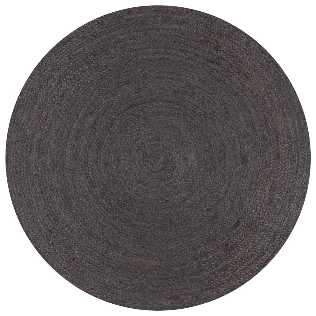 Teppich Handgefertigt Jute Rund 120 cm Dunkelgrau