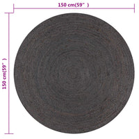 Thumbnail for Teppich Handgefertigt Jute Rund 150 cm Dunkelgrau