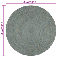 Thumbnail for Teppich Handgefertigt Jute Rund 90 cm Olivgrün