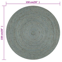 Thumbnail for Teppich Handgefertigt Jute Rund 150 cm Olivgrün
