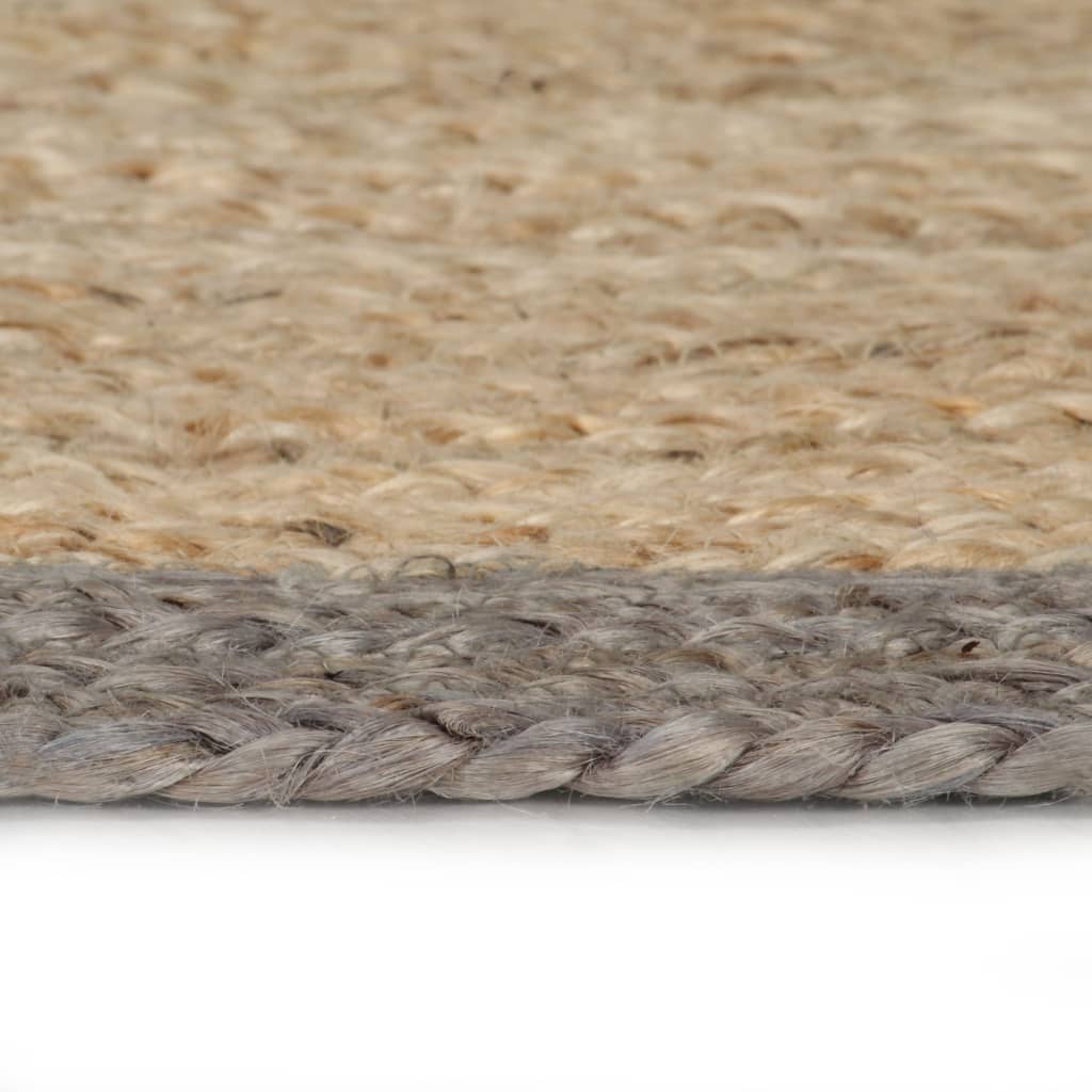 Teppich Handgefertigt Jute mit Grauem Rand 90 cm