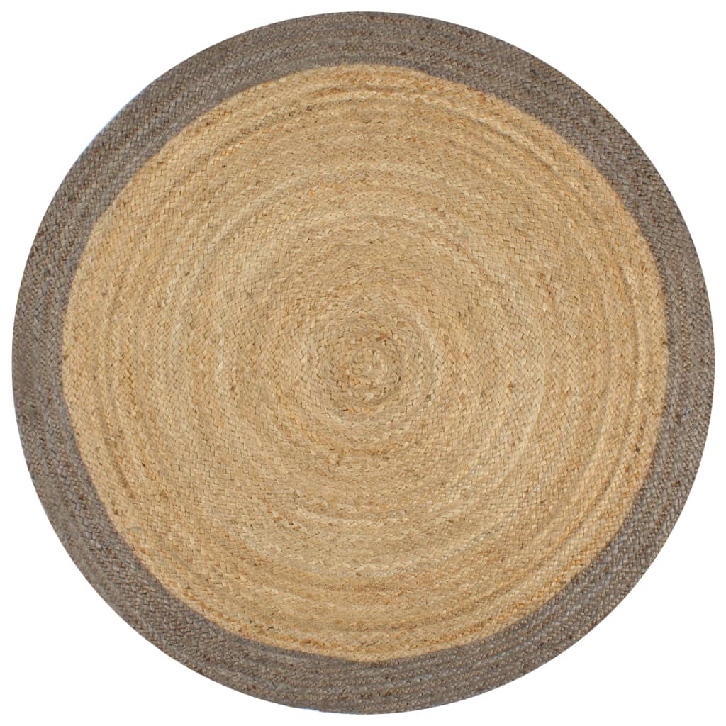 Teppich Handgefertigt Jute mit Grauem Rand 120 cm