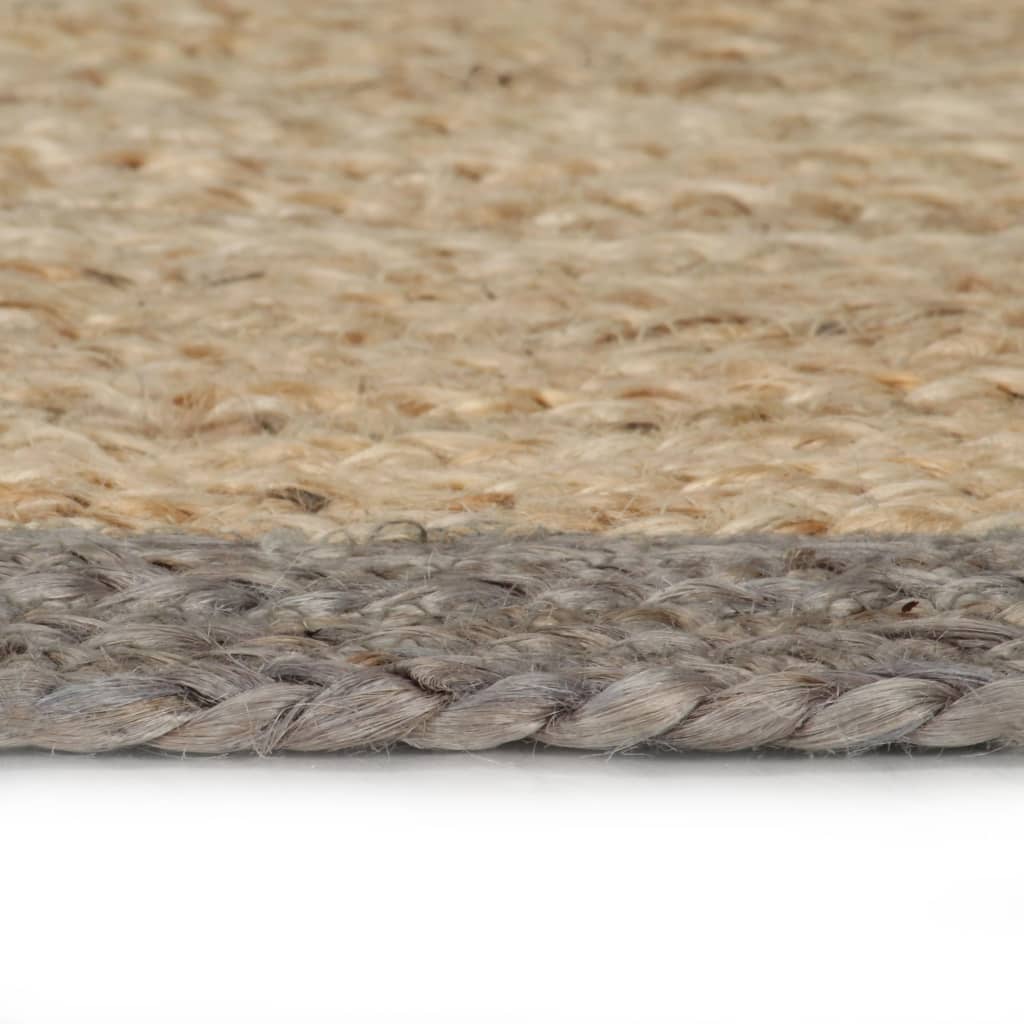Teppich Handgefertigt Jute mit Grauem Rand 120 cm