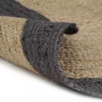 Thumbnail for Teppich Handgefertigt Jute mit Dunkelgrauem Rand 120 cm