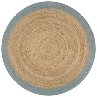 Thumbnail for Teppich Handgefertigt Jute mit Olivgrünem Rand 90 cm
