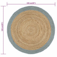 Thumbnail for Teppich Handgefertigt Jute mit Olivgrünem Rand 150 cm
