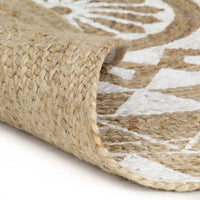 Thumbnail for Teppich Handgefertigt Jute mit weißem Aufdruck 90 cm