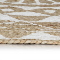 Thumbnail for Teppich Handgefertigt Jute mit weißem Aufdruck 90 cm