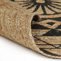 Thumbnail for Teppich Handgefertigt Jute mit Schwarzem Aufdruck 90 cm