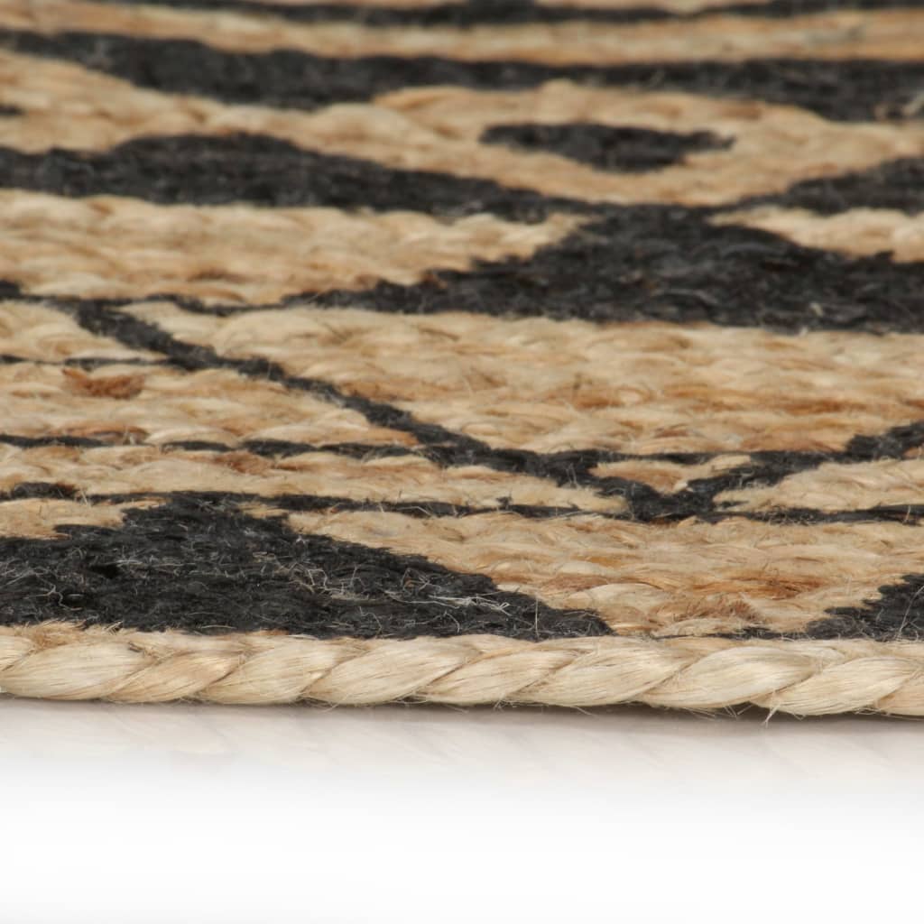 Teppich Handgefertigt Jute mit Schwarzem Aufdruck 90 cm