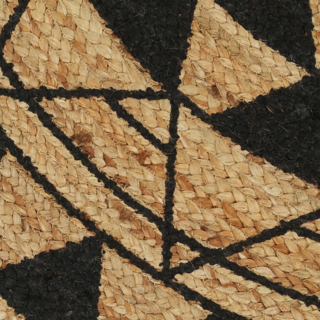 Teppich Handgefertigt Jute mit Schwarzem Aufdruck 90 cm