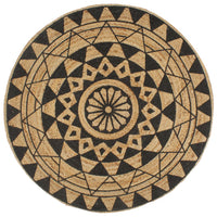 Thumbnail for Teppich Handgefertigt Jute mit Schwarzem Aufdruck 150 cm