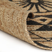 Thumbnail for Teppich Handgefertigt Jute mit Schwarzem Aufdruck 150 cm