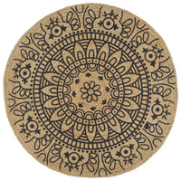 Thumbnail for Teppich Handgefertigt Jute mit Dunkelblauem Aufdruck 90 cm