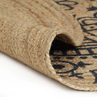 Thumbnail for Teppich Handgefertigt Jute mit Dunkelblauem Aufdruck 90 cm
