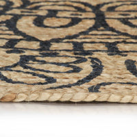 Thumbnail for Teppich Handgefertigt Jute mit Dunkelblauem Aufdruck 90 cm
