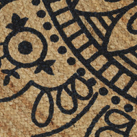 Thumbnail for Teppich Handgefertigt Jute mit Dunkelblauem Aufdruck 90 cm